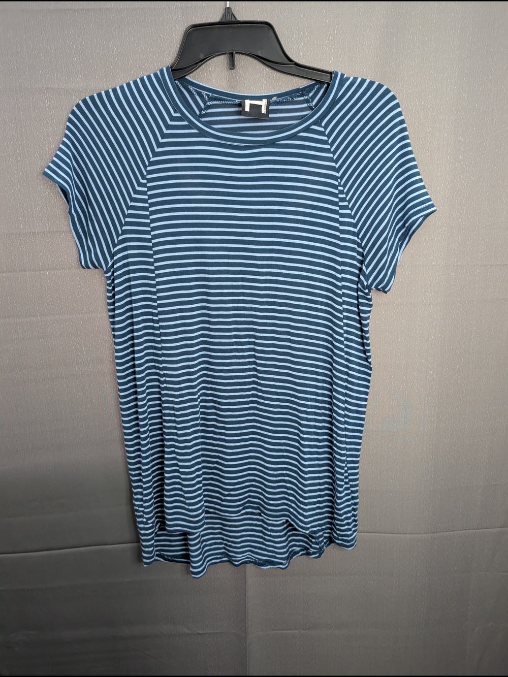 H by bordeaux Blue and White Striped Short Sleeve Tee